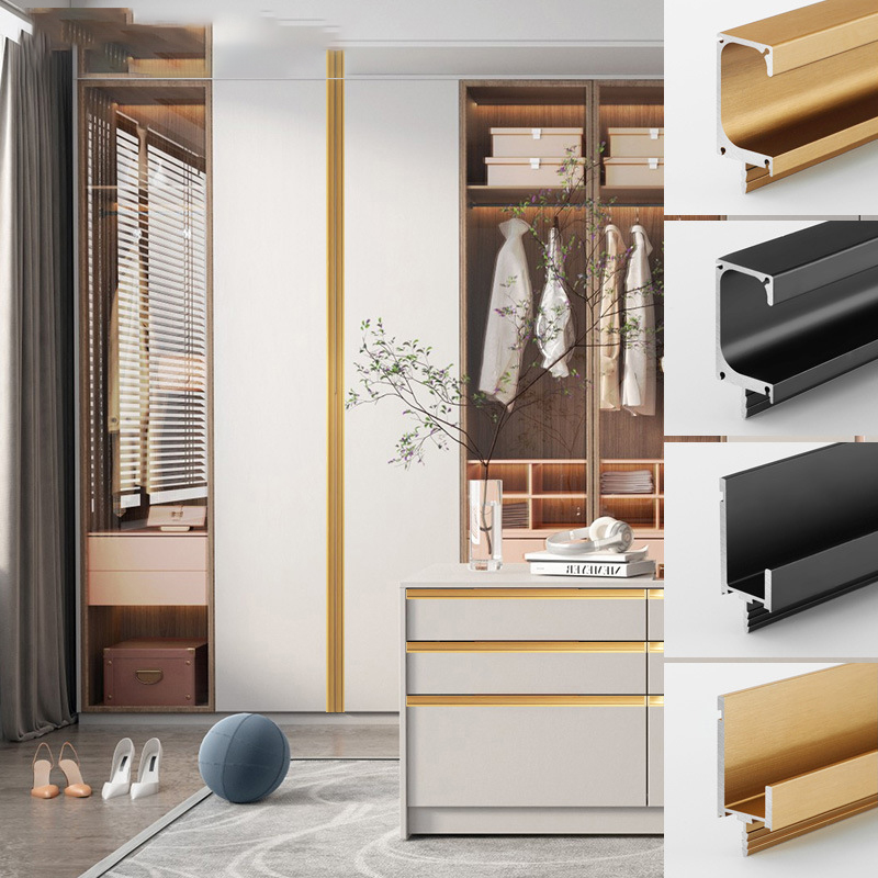 Paidu Manufacturer Modern Space Aluminum Card Slot Embedded Handles for Cabinet Doors Grooved Embedded Aluminum Alloy Latch Handles