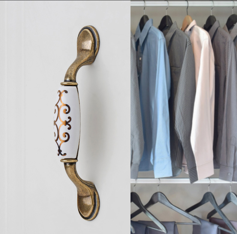European-style Cabinet Drawer Furniture Hardware Round Single-hole Wardrobe Door Handles Antique Ceramic Handles