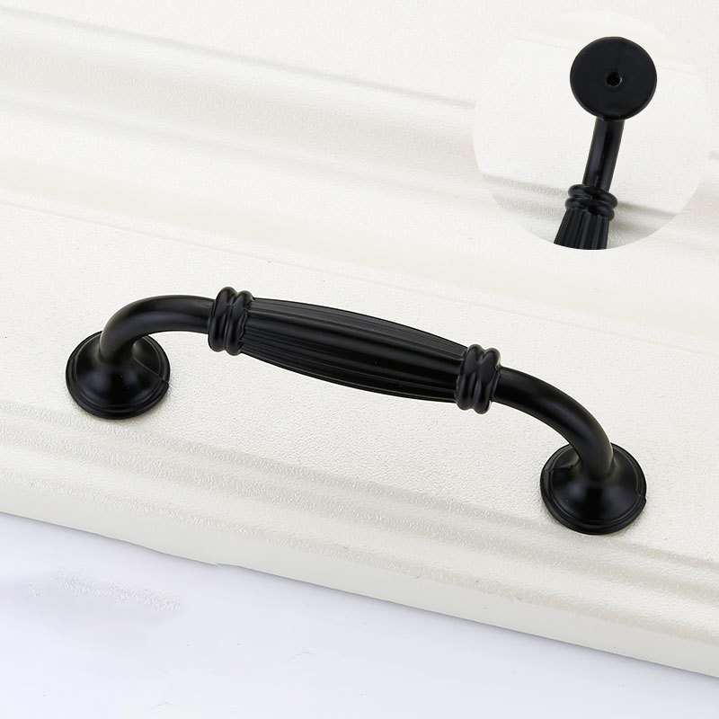 Paidu Manufacturer Solid Single-hole Furniture Hardware Accessories Drawer Cabinet Door Handles American-style Black Cabinet Wardrobe Handles