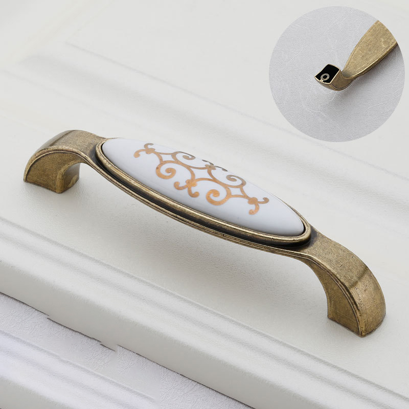 European-style Cabinet Drawer Furniture Hardware Round Single-hole Wardrobe Door Handles Antique Ceramic Handles