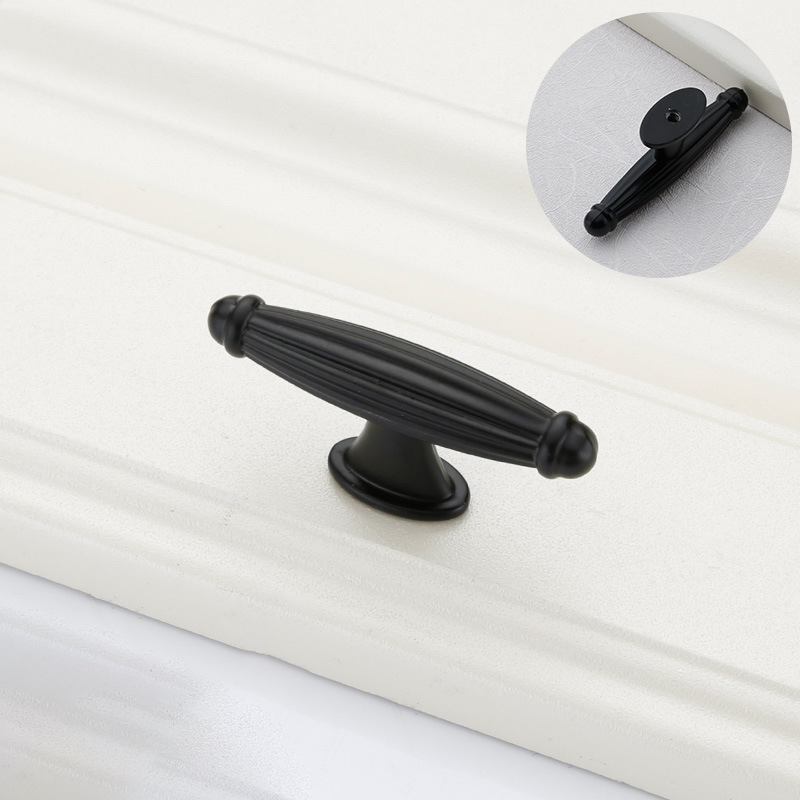 Paidu Manufacturer Solid Single-hole Furniture Hardware Accessories Drawer Cabinet Door Handles American-style Black Cabinet Wardrobe Handles